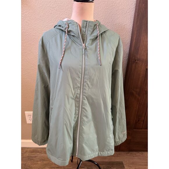 Free Country Women's Windbreaker Jacket 2XL Green Faux Fur Lined Hooded - Picture 2 of 13